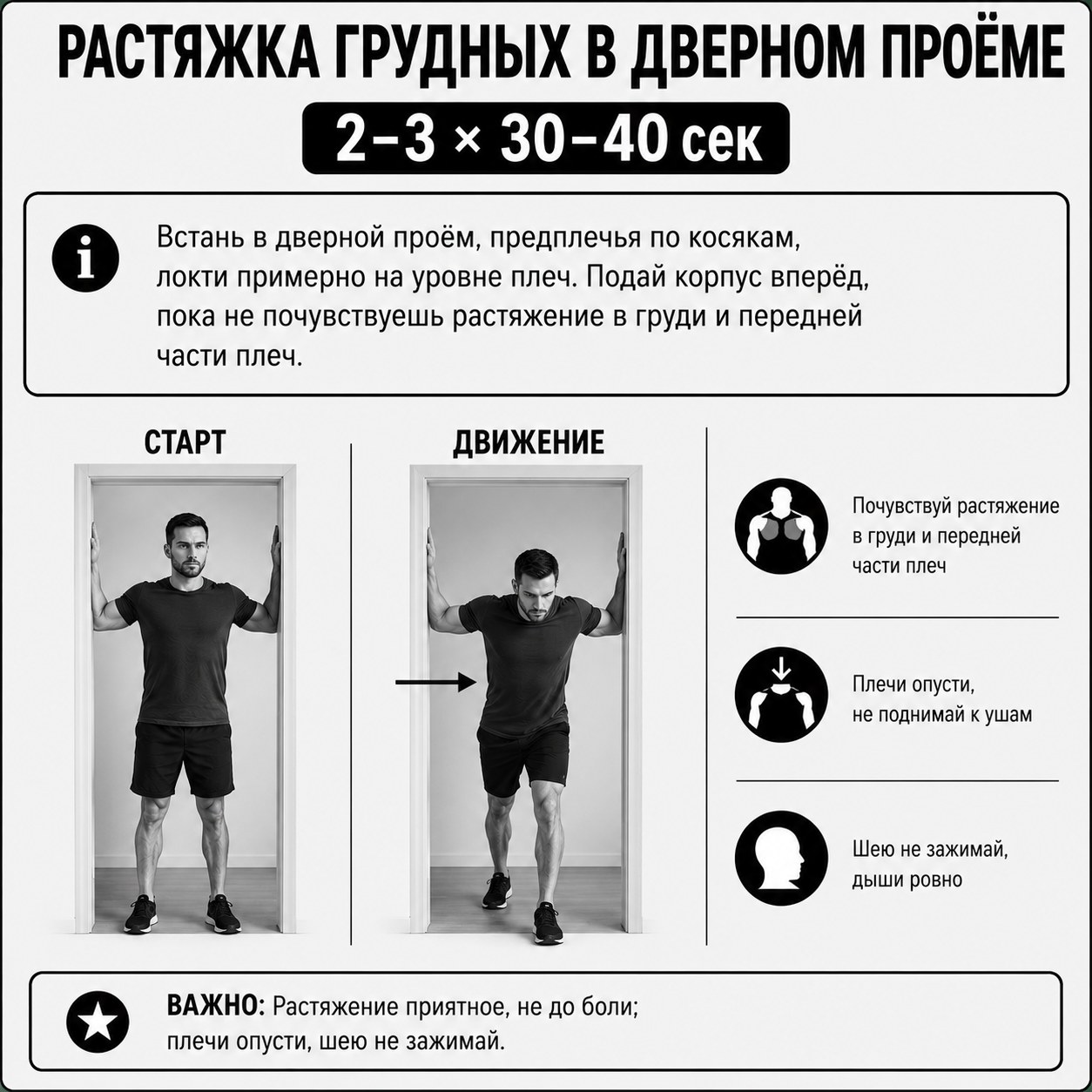 Растяжка грудных мышц в дверном проёме